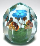 Czech / Bohemian Faceted Morning Glories Trumpet Flower Paperweight