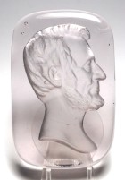 Antique Abraham Lincoln Pressed Glass Intaglio Paperweight