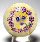 Early Pairpoint Concentric Millefiori Paperweight with Heart Canes