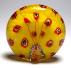 Chinese Yellow Millefiori  Peacock Paperweight