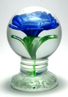 Magnum Chinese Blue Pedestal Rose Paperweight