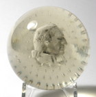Vintage American George Washington Sulphide Paperweight - Made by Eustachius and Ursula Koering