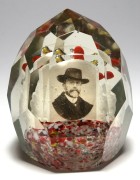 Large Vintage Czech / Bohemian Faceted Masaryk Picture Paperweight
