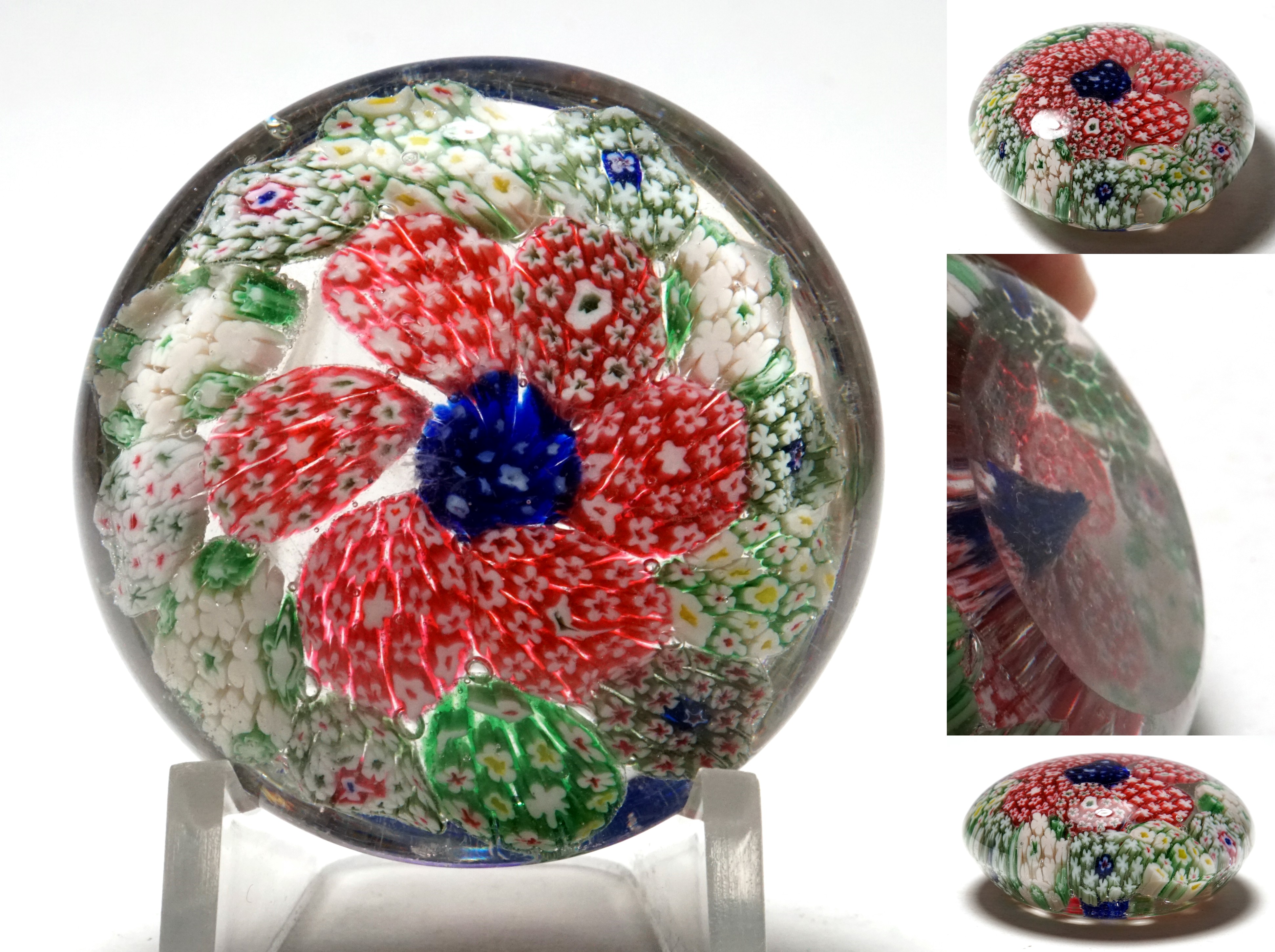Multicoloured Millefiori Paperweight Small Paperweight Millefiori Glass Paperweight Round Paperweight Vintage Paperweight