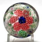 Colorful Miniature Antique Bohemian Concentric Millefiori Paperweight