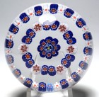 Parabelle Glass 1991 Spaced Concentric Millefiori Paperweight with Pansy Center