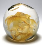 Robert Townsend Translucent Veiled Yellow Abstract Faceted Paperweight