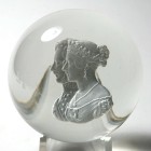 Antique Clichy Sulphide Paperweight of Victoria and Albert