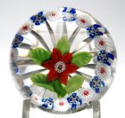 Antique Baccarat Miniature Single Clematis with Millefiori Garland Paperweight