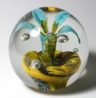 Vintage Magnum Wheaton Village Blue Flower in Flowerpot Paperweight