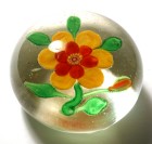 Old Chinese Two Color Fantasy Flower Paperweight with Leaves and Bud - Copy of Baccarat Antique