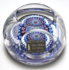 Large Whitefriars Faceted Six Ring Red White & Blue Concentric Millefiori Paperweight