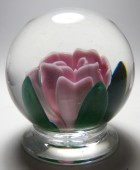 Large Pairpoint Robbie Mason Pink Footed Crimp Rose Paperweight