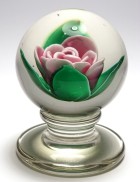 Francis Whittemore Pink Crimp Rose Upright Pedestal Paperweight