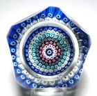 Large Whitefriars Early Faceted Six Ring Concentric Millefiori Paperweight