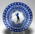 Perthshire PP81 Limited Edition Golfer Paperweight with Complex Millefiori Canes on Lace