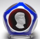 Unique Baccarat 1964 JFK Sulphide Double Overlay Paperweight