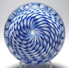 Scott Hartley Infinity Art Glass Abstract Blue and White Paperweight