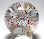 Faceted Harlequin Type Paperweight with Five Icepick Bubbles - Possibly Unknown European or Scottish