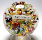 Vintage Thuringia Lauscha Bohemia Paperweight with  Name Plaque "Karl Laur"