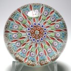 Large Perthshire PP1 Paneled Millefiori Paperweight with 15 Panels on a Lime Green Ground
