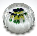 Large St. Louis 1980 Pansy on Lace Ground Limited Edition Paperweight with Fancy Cutting