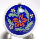 Unusual Magnum Murano Paperweight with Floral Decoration on Blue Plaque