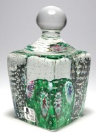 Large Fratelli Toso Murano Block Shaped Millefiori Paperweight with Handle