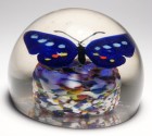 Antique Magnum Belgian or Bohemian Frit Butterfly Paperweight