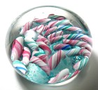 Large Ed Rithner Multi-Colored Candy Cane Millefiori Paperweight