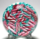 Large Ed Rithner Multi-Colored Candy Cane Millefiori Paperweight