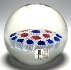 Large Fratelli Toso Murano Red White and Blue Concentric Paperweight - with label