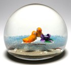 Paul Ysart Two Ducks and Flower on Pond Signed Paperweight